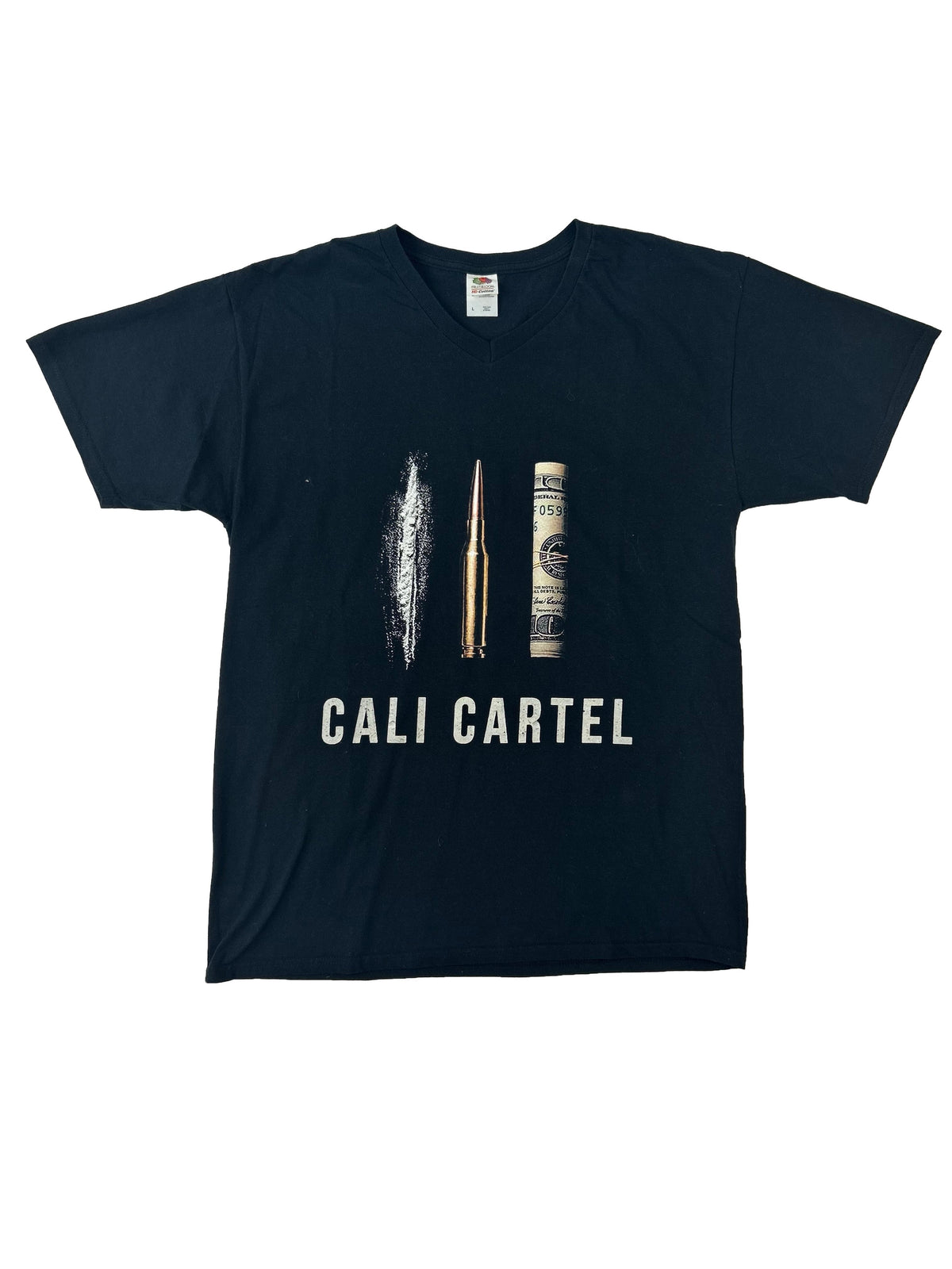 Vintage Fruit Of The Loom Cali Cartel Black Printed T-Shirt