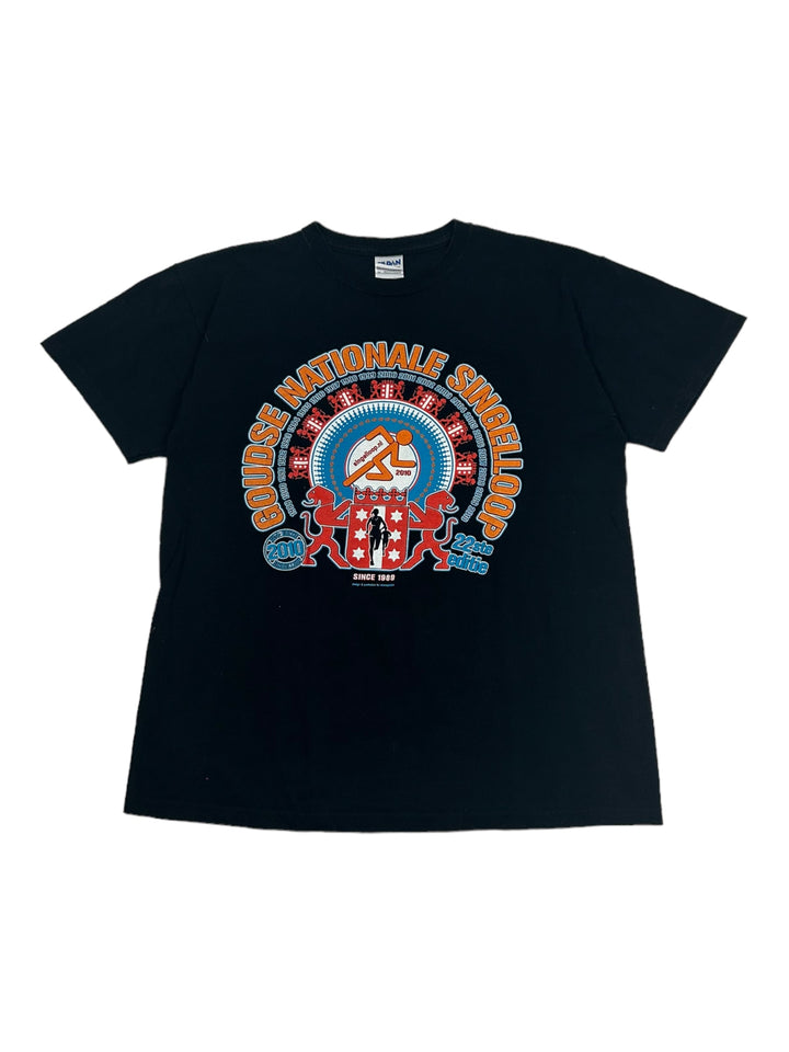 Vintage Gildan Goudse Nationale Singelloop Black Printed T-Shirt