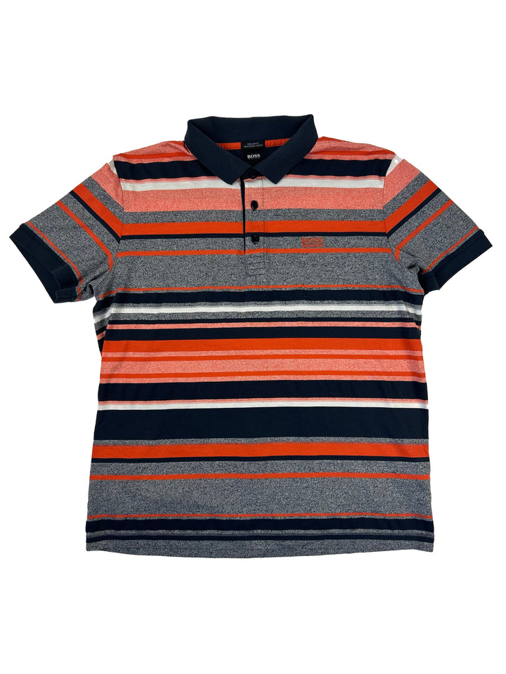 Vintage Hugo Boss Polo Orange Striped