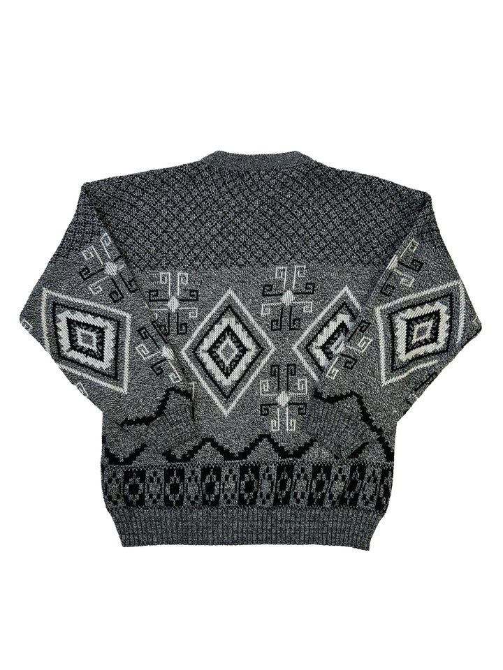 Vintage Unbranded Grey Printed Knit Sweater